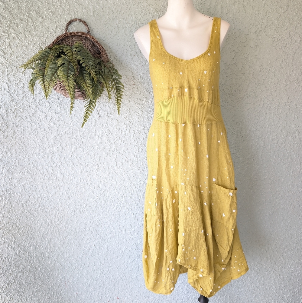 Inizio Magic Yellow Dot 2 Pocket‎ Dress Size M
